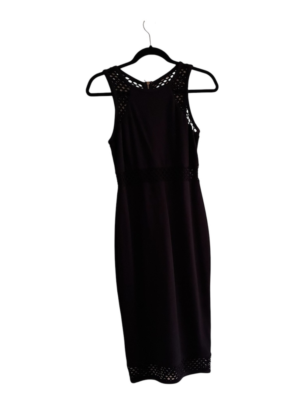 Black Sleeveless Midi Dress with Crochet Details